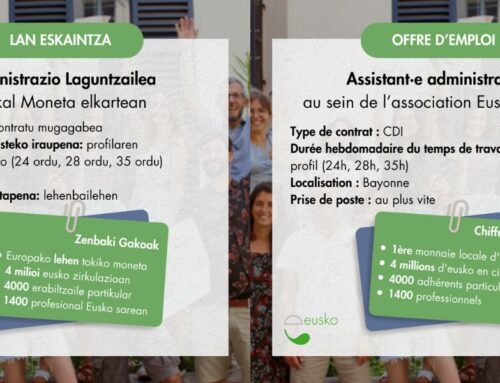Offre d’emploi : assistant·e administratif·ve au sein de l’association Euskal Moneta